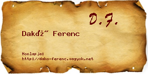 Dakó Ferenc névjegykártya